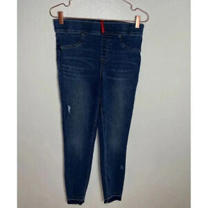 Spanx Womens Pull On Distressed Ankle Skinny Denim Jegging Jeans Blue Sz M/M